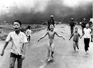 Aftermath of a Napalm attack in Vietnam, early 1970s